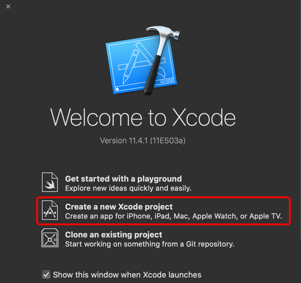 create new project xcode